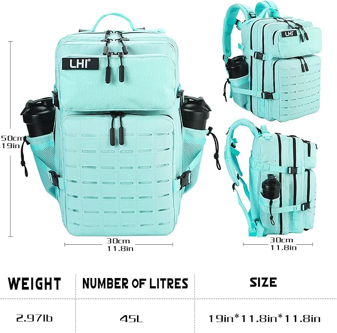 LHI Tactical Military Backpack for Men 25L/45L Large Molle Army Assault Pack 3 Day Hiking Rucksack With Bottle Holder