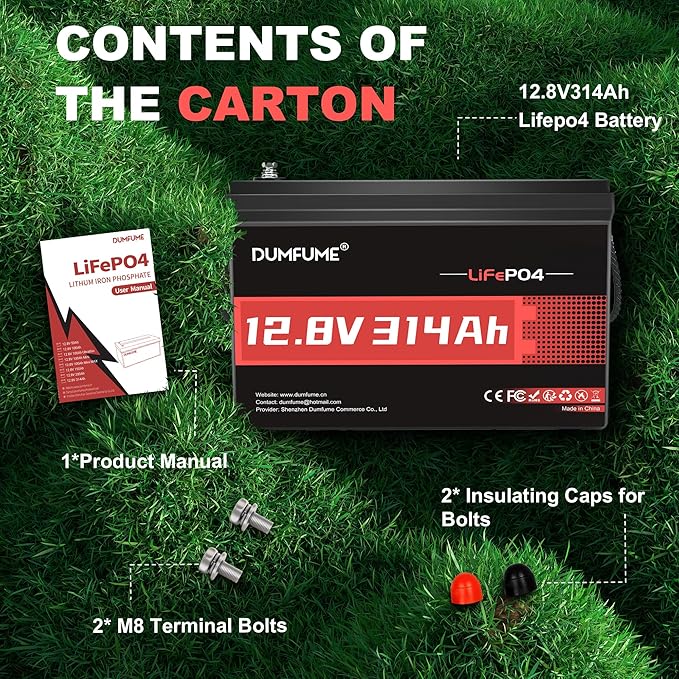 12V 314Ah (300Ah) LiFePO4 Lithium Battery, 200A BMS & 15000+ Cycles, 4.01kWh LiFePO4 Battery with Low Temp Protection, Perfect for RV, Solar, Off-Grid