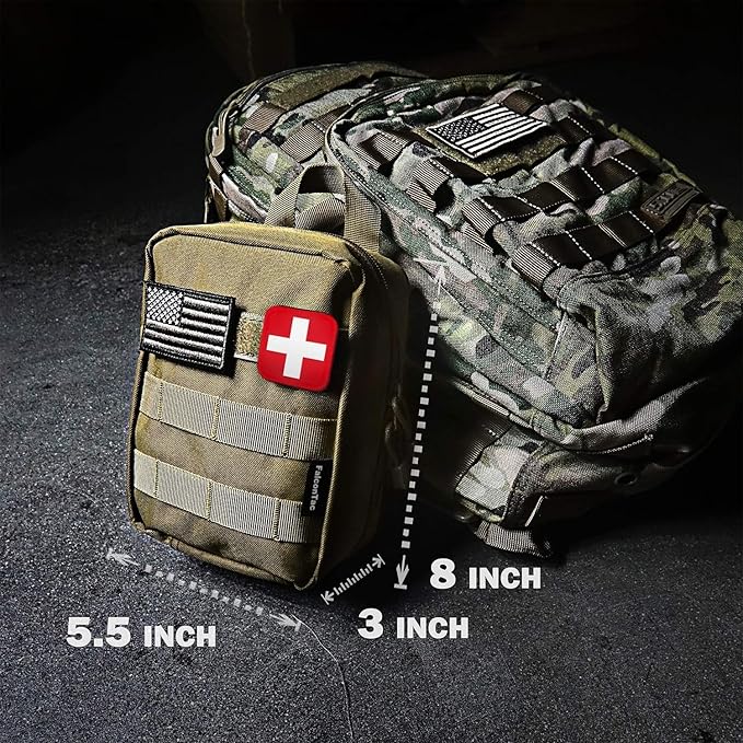 200 Pieces First Aid Kit IFAK Survival Kit Molle System Compatible Pouch, Emergency Kit Gift for Men, Dad, Husband, for Outdoor, Camping, Hunting, Hiking, Home, Earthquake, Disasters Tan