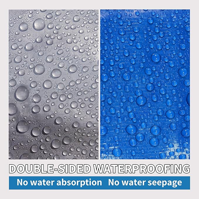 TARPAL Tarp 6x8 Feet (2 Pack) Waterproof Small tarps 7.5mil Multipurpose Protective for Outdoors,UV Protection,Rip and Tear Proof,Poly Tarpaulin(Silver/Blue)