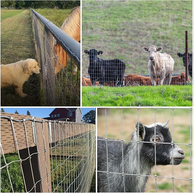 4ft x 100ft Galvanized Horse Fence, 14 Gauge Heavy Duty Woven Wire Farm Fence, 2x4 Inch Mesh Fencing for Horses, Goats, Sheep, Livestock, Pasture,Garden and Field Use