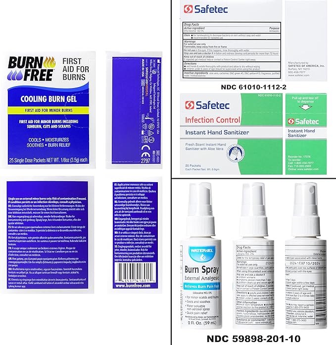 MFASCO Restaurant First Aid Kit Refill - 2021 ANSI/OSHA Compliant - Complete Restaurant First Aid Supplies - Includes Blue Metal Detectable Bandages, Burn Gel - Food Service Area Safety - 496 Pcs