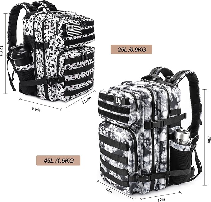 LHI Tactical Military Backpack for Men and Women 25L/35L Army Assault Pack Bag Small Rucksack with Bottle Holder