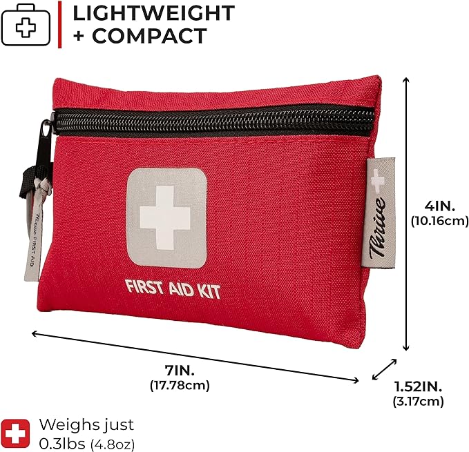 Thrive Mini First Aid Kit - Waterproof Rip-Stop Travel Med Kit, Compact Travel Essentials, 66-Piece Set
