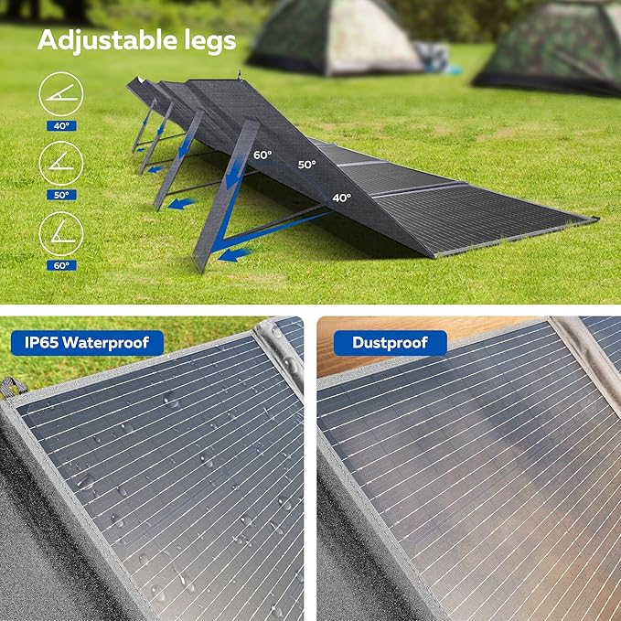 400W Portable Solar Panel, 24% High Efficiency Foldable Solar Panels Charger with Adjustable Kickstand IP65 Waterproof for Power Station Outdoor RV Camping Off Grid Hiking Emergency Power Supply