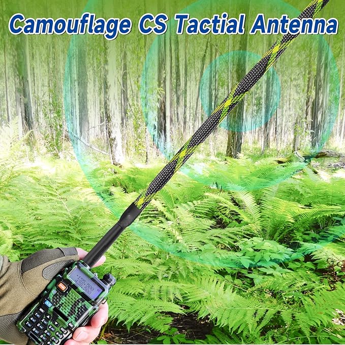 Bingfu Dual Band VHF UHF 136-520MHz 42.9 inch Foldable Camouflage CS Tactical SMA Female Ham Radio Antenna for BaoFeng UV-5R UV-82 BF-F8HP Wouxun HYT Handheld Two Way Radio Walkie Talkie