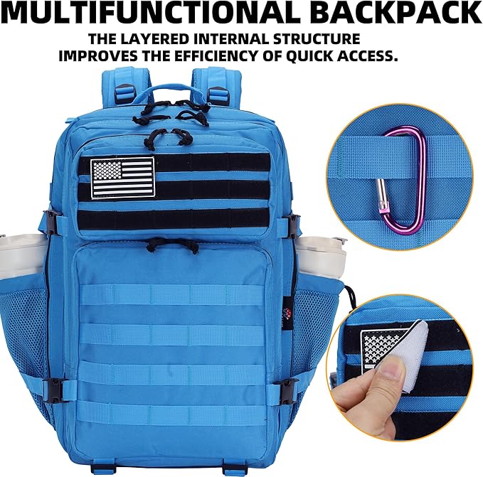 45L Tactical Assault Backpack 3 day assault pack with Molle Waterproof backpack Rucksack for Tactical Backpacks (Dark Blue)