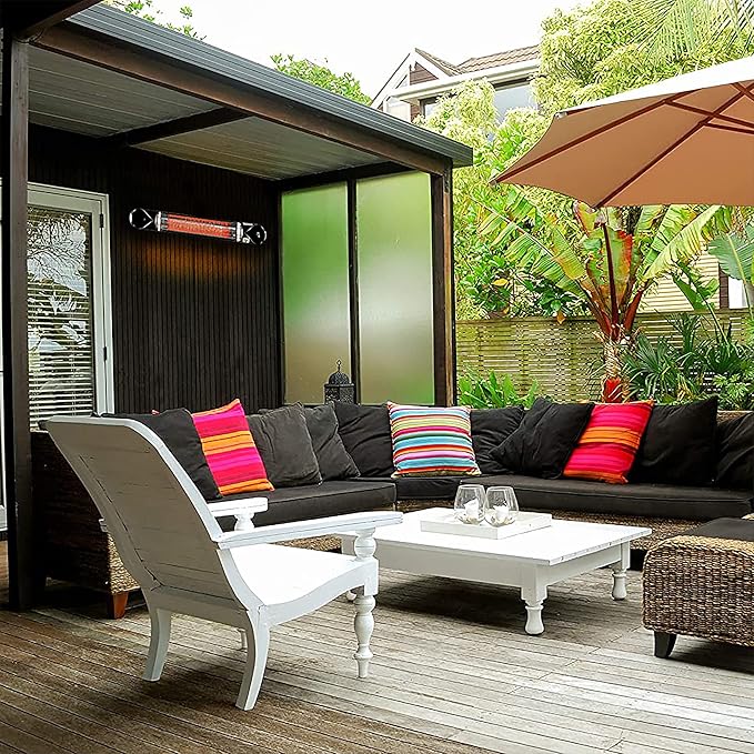 Wave 1500W Carbon Infrared Heater - Wall-Mounted & Freestanding with Remote - Quiet & Weatherproof for Indoor/Outdoor Use - Experience Next-Level, Efficient Heating