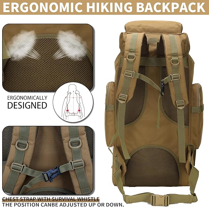 Hiking Backpack for Men 70L/100L Camping Backpack Military Rucksack Molle 3 Days Assault Pack for Climbing