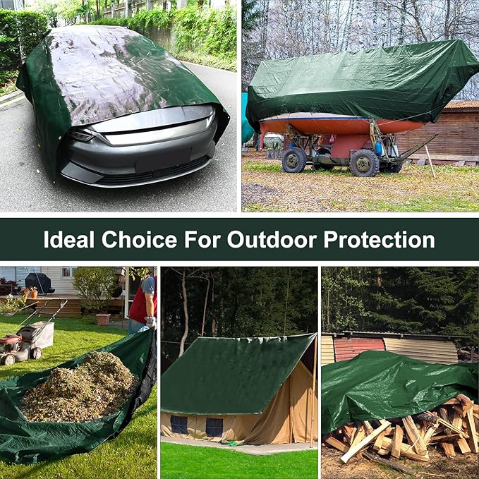 Tarp 10x10 Feet, 20 Mil Waterproof Tarps Heavy Duty with Brass Grommets, Thick Plastic Tarp, UV Resistant Tear&Fade Resistant, Reinforced Edges for Outdoor Pool Car Camp Tent