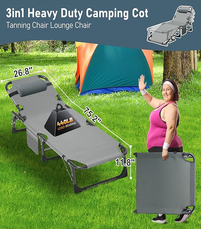 ABORON Heavy-Duty Folding Guest Bed for Adults, 500lb Capacity, Portable Extra Cot with 1218D Double Layer, Ideal for Indoor Guest Stays & Temporary Home Use