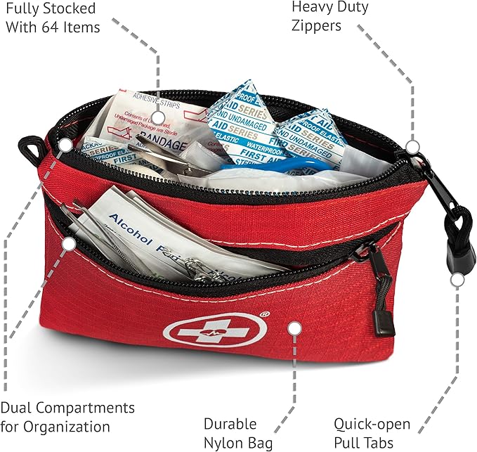Swiss Safe Kids First Aid Kit for Kids 64 Pieces - for Travel, Home & Car Emergency Kit, Baby & Toddler First Aid, Small Portable Kit, 2 Pack