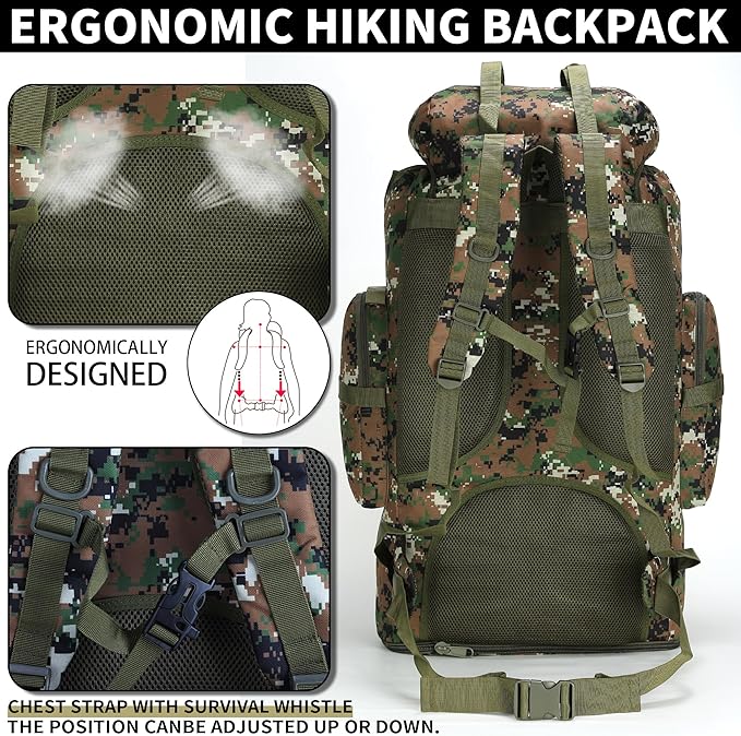 Hiking Backpack for Men 70L/100L Camping Backpack Military Rucksack Molle 3 Days Assault Pack for Climbing