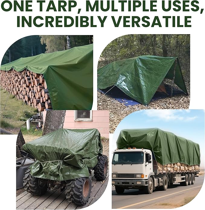 Waterproof Heavy Duty Tarp 15 x 20 5 Mil Thick PE Tarp Army Green Camping Outdoor Garden Wooden Cover Tarpaulin Tearresistant