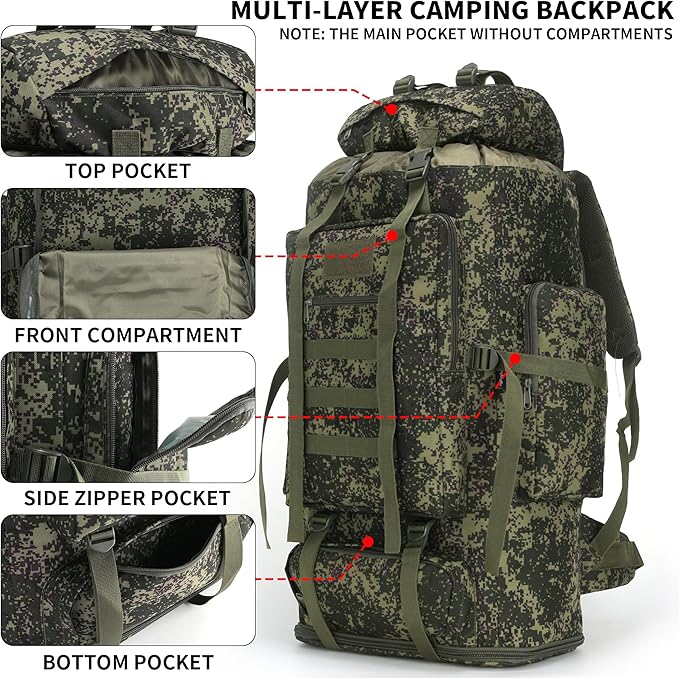 Hiking Backpack for Men 70L/100L Camping Backpack Military Rucksack Molle 3 Days Assault Pack for Climbing