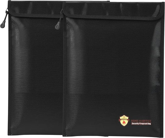 2 Pcs Fireproof Document Bag (15 x 11 inch), Waterproof Fireproof Money Bag for Cash with Zipper, Fire Safe Envelope Bag for Cash, Valuables, Legal Documents