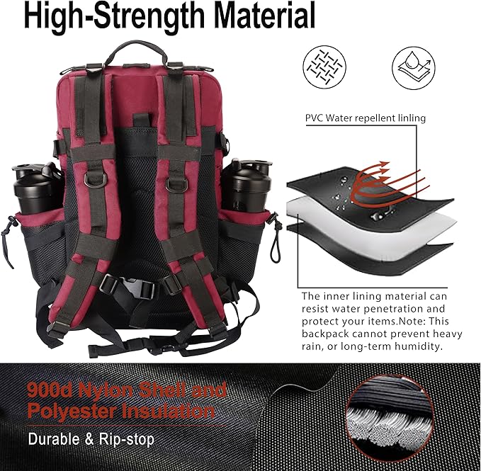 LHI Tactical Military Backpack for Men 25L/45L Large Molle Army Assault Pack 3 Day Hiking Rucksack With Bottle Holder