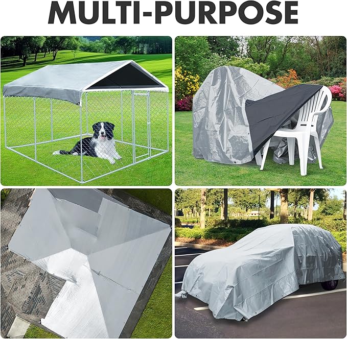 Tarp Heavy Duty 20x20ft Waterproof Tarps,10mil Uv Resistant,Multipurpose Silver/Black Tarps for Cars,Camping,Roof,Ship,Garden.by-MVPNET