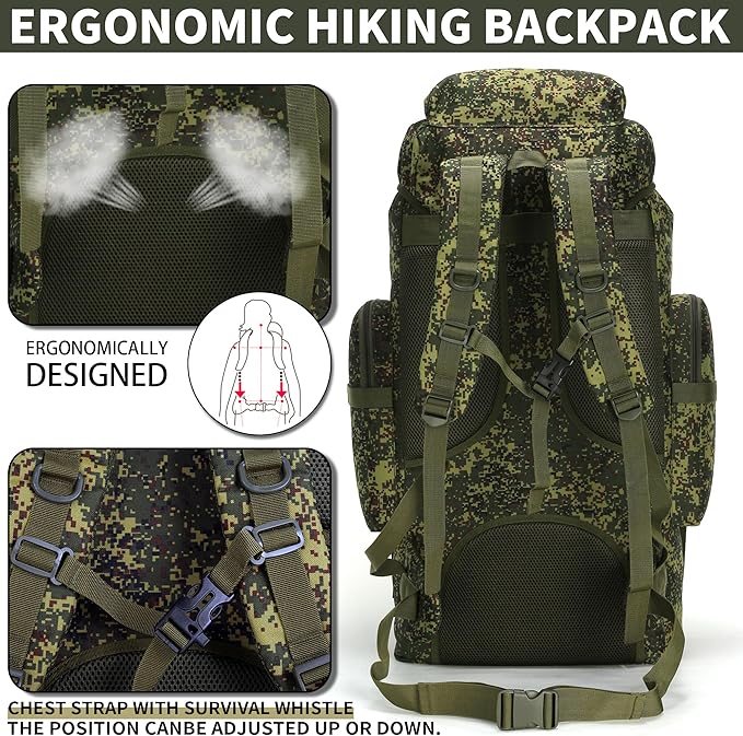 Hiking Backpack for Men 70L/100L Camping Backpack Military Rucksack Molle 3 Days Assault Pack for Climbing