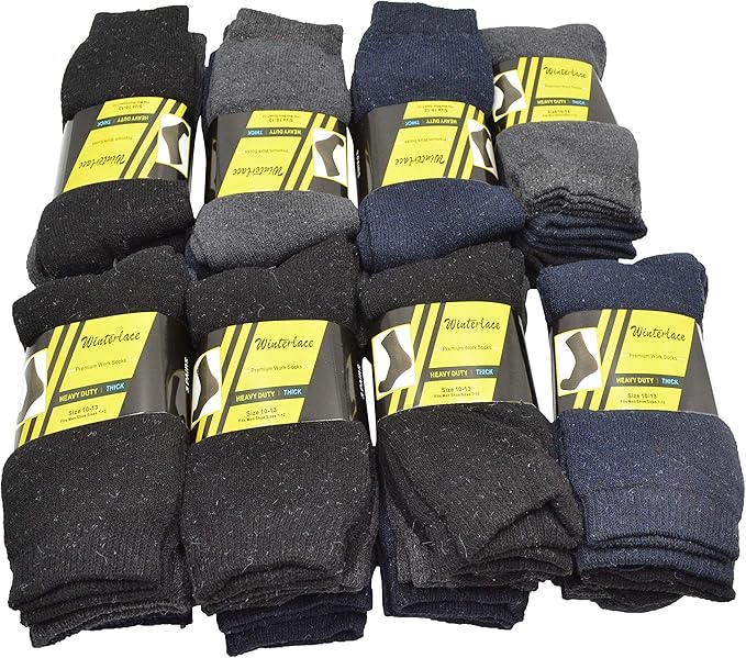 48 Pairs Bulk Thermal Winter Socks for Men, Warm Heavy Duty Cold Resistant Thick Boot Sock