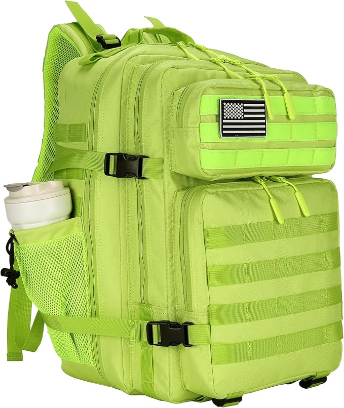 45L Tactical Assault Backpack 3 day assault pack with Molle Waterproof backpack Rucksack for Tactical Backpacks (Fluorescent Green)
