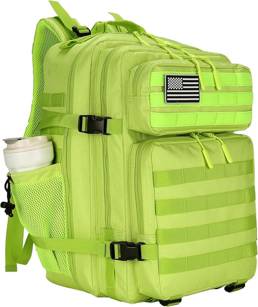 45L Tactical Assault Backpack 3 day assault pack with Molle Waterproof backpack Rucksack for Tactical Backpacks (Fluorescent Green)