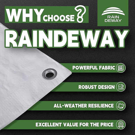 RAINDEWAY Small Tarps 3x6 Feet (2 Pack) Tarp Waterproof,7Mil Thick,Finished Size,UV Resistant,Multipurpose Poly Tarp Cover with Metal Grommets and Reinforced Edges,White Tarps