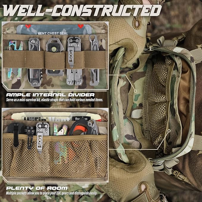 WYNEX Tactical Chest Rig Pack for Men, Running Chest Bag with Front Loop Recon Chest Rigs for Hunting Outdoor EDC