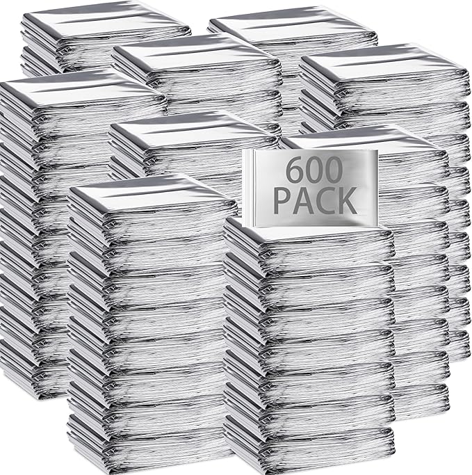 Macarrie Emergency Blanket Bulk - Survival Thermal Silver Foil Reflective Blankets Set Pack for Outdoors Shelter Space, Camping, Hiking, First Aid Supplies, Homeless Donations
