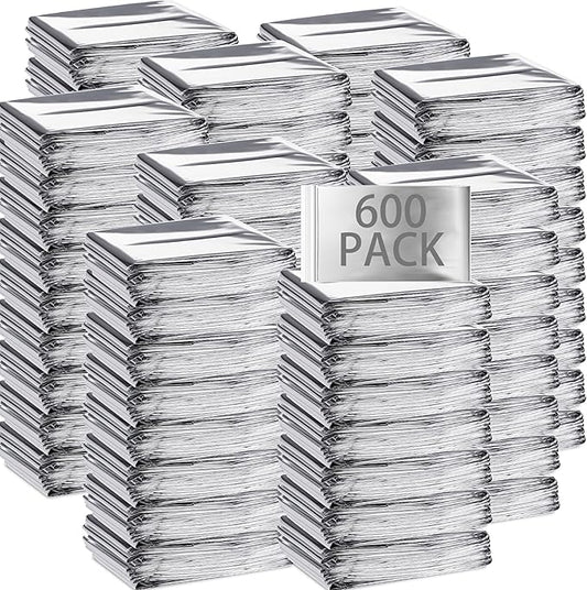 Macarrie Emergency Blanket Bulk - Survival Thermal Silver Foil Reflective Blankets Set Pack for Outdoors Shelter Space, Camping, Hiking, First Aid Supplies, Homeless Donations