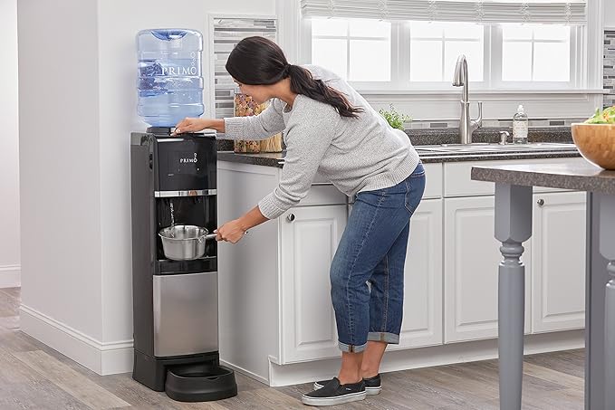 Primo Water Dispenser for 5 Gallon Bottle with Pet Drinking Station - Hot & Cold Top Loading Water Cooler Machine