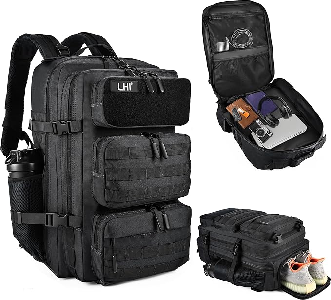 LHI Tactical Military Backpack for Men and Women 25L/35L Army Assault Pack Bag Small Rucksack with Bottle Holder
