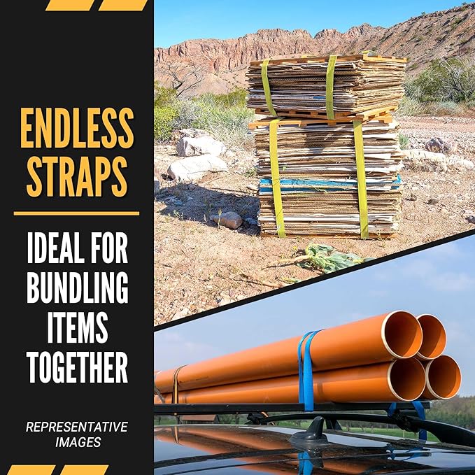 US Cargo Control Endless Ratchet Straps (25-Pack), 2 Inch x 20 Foot Hookless Ratchet Straps, 6,000 LBS Break Strength, Black Tie Downs for Flatbed Trailers or Trucks, Great for Cargo Bundling