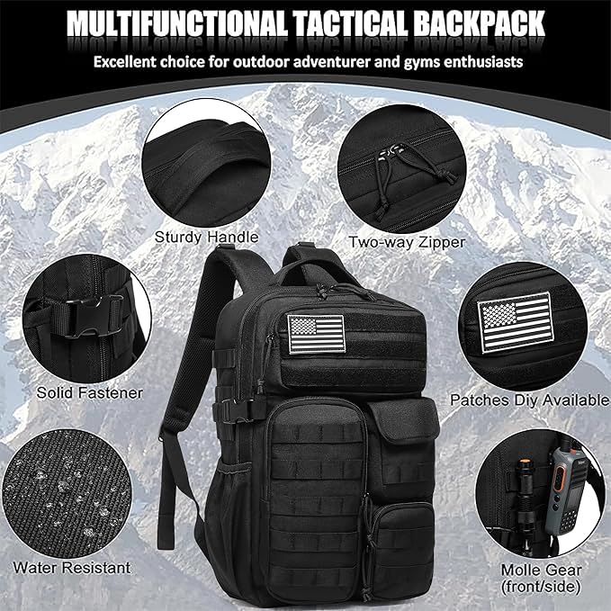 Wotony Tactical Backpack - Military waterproof backpack with multiple pockets and tactical gear for the outdoors (Yellow Maple Leaf, 30L)