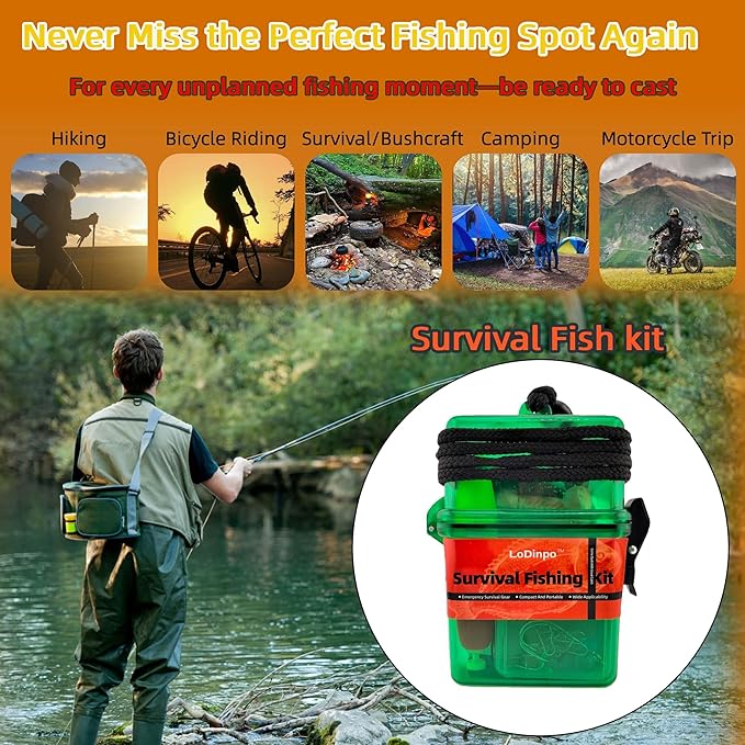 Mini Survival Fishing Kit Small Emergency Fishing Gear Box Pocket Fishing Tackle Travel Fishing Shoebox Surf Survivalist Fishing Accessories Pack Gifts for Fishing Starter Men