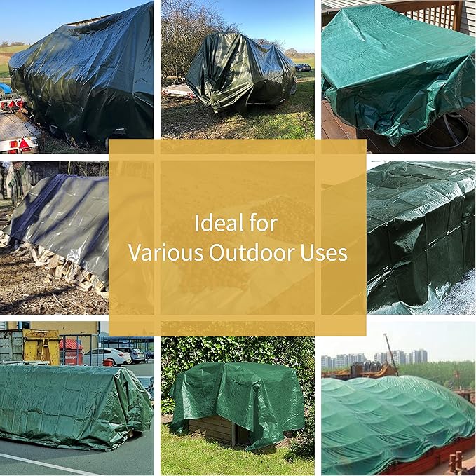 GUARD SHIELD Green Tarp Waterproof 20x20 Feet Medium Duty All Purpose Poly Tarps Cover 7mil