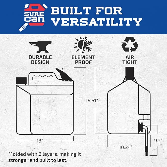 Surecan Portable Camping Water Station - Durable 2 Gallon Water Storage Utility Tank with Spigot, Ideal Camping Water Container (White, SUR2SU1)
