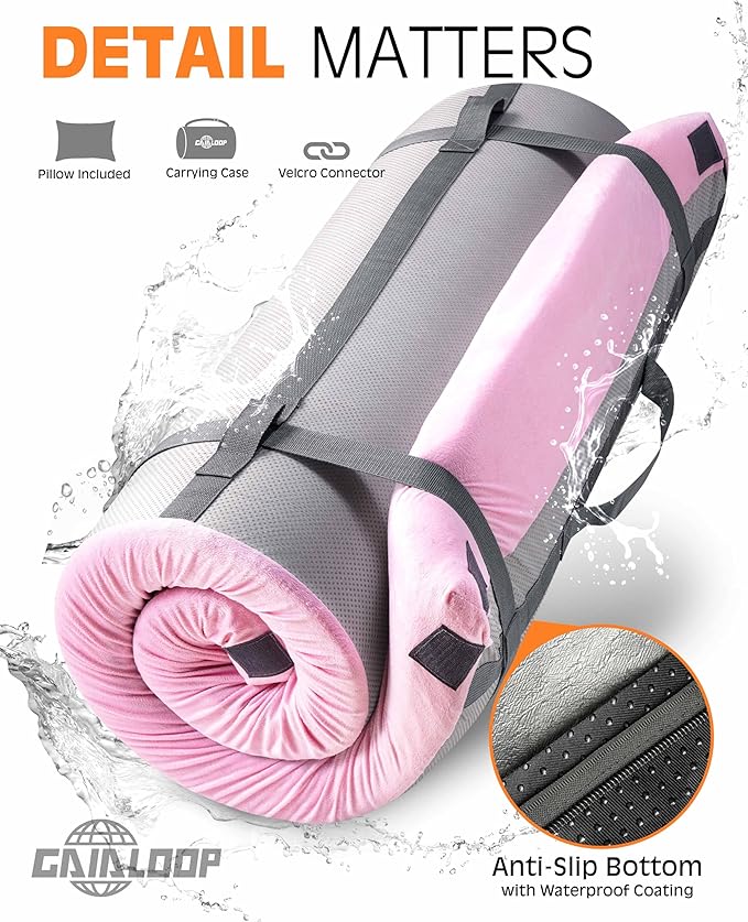 3 Inch Memory Foam Camping Mattress, Dual Layer Thick Sleeping Camp Pad for Car Tent Cot, Roll-Up Portable Glamping Floor Bed for Guests Sleepover
