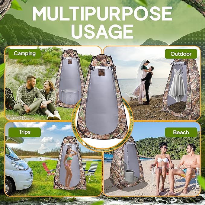 Waterproof Portable Camping Toilet Tent - Privacy Camping Bathroom Tent for Adults - Outdoor Toilet for Camping with 12 Waste Bags - Porta Potty for Camping - Camping Potty, Camp Toilet Portable