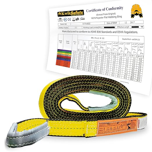 KwikSafety - Charlotte, NC - Mighty Sumo 2”x 20’ Poly Web Sling Lifting Strap Construction ASME OSHA / 6400lbs Vertical 5100lbs Choker 12800lbs Basket/Rigging Moving Towing Hoisting Gear