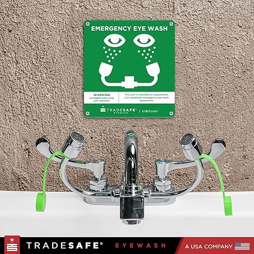 TRADESAFE Faucet Mount Eye Wash Station OSHA Approved - Emergency Eye Wash Station, Eye Wash Station for Sink Faucet, Eye Wash Sign Included, Eyewash Station ANSI Compliant