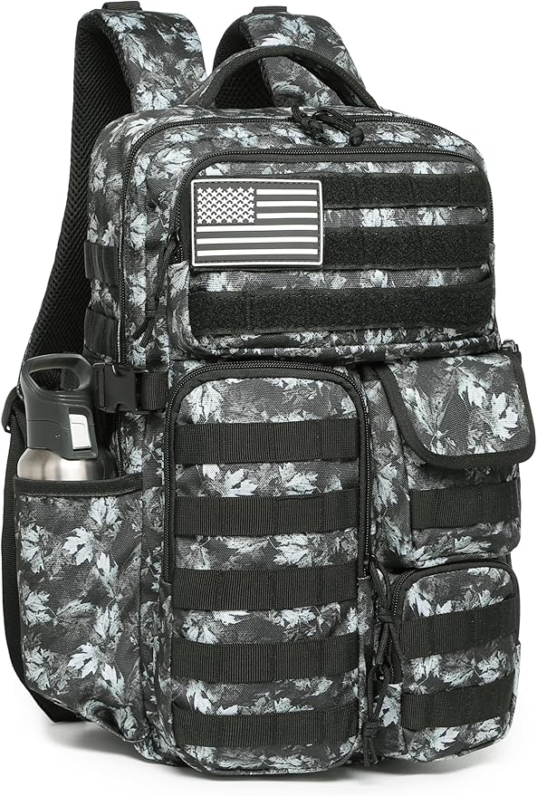 Wotony Tactical Backpack - Military waterproof backpack with multiple pockets and tactical gear for the outdoors (Gray Maple Leaf, 30L)