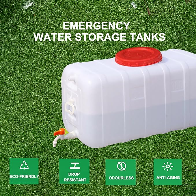 Water Storage Tank for Camping Plastic Large Capacity Water Tank Water Container with Spigot for Emergency Storage Household Outdoor Camping RV Self-Driving Tour(Size:110L/30gallon)