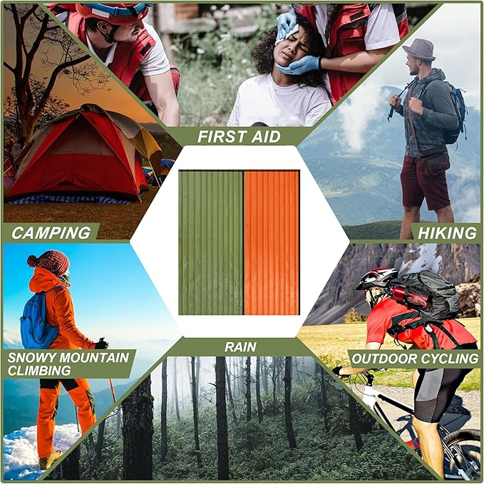 Preboun Emergency Sleeping Bag Bulk Portable Lightweight Survival Bag Thermal Bivy Sack Emergency Blanket Survival Gear for Outdoor Camping Hiking Homeless People Shelter