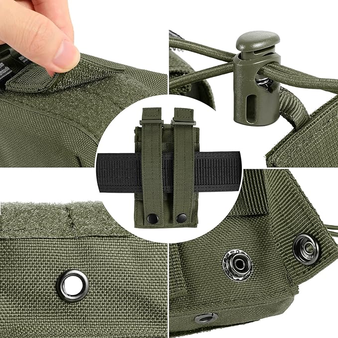 Tactical Radio Holder Radio Holster Molle Radio Pouch Universal Radio Case Military Heavy Duty Radio Bag for Police Firefighter Two Ways Walkie Talkies Vest (Army green)