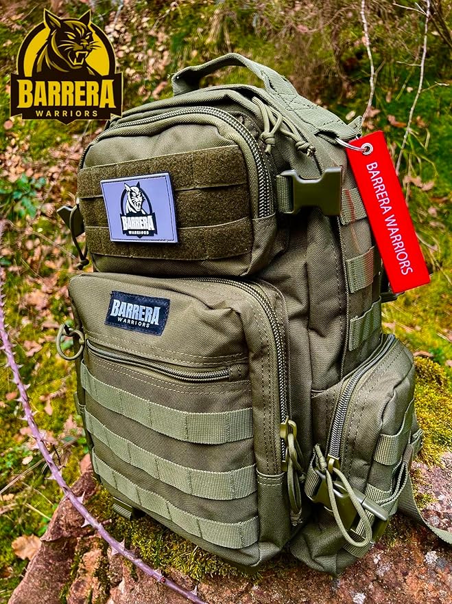 25 L Tactical Backpack: durable military-style backpack with MOLLE system for everyday use, gym, hiking, fishing, camping, and outdoor sports. (Olive Drab, Army green/Military Style)