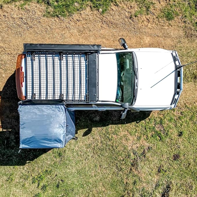 DANCHEL OUTDOOR Car Awning Shower Tent Room with Portable Shower Pan, Camping Privacy Shelter Enclosure Overland Portable Changing Room w/LED Light 3.3ft x 3.3ft Gray