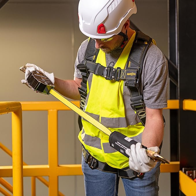 Guardian 10900 Halo Web Personal Self Retracting Lifeline (SRL) | 11 ft | Carabiner Included | Swivel Top | Steel Snap Hook | Class 1 | ANSI and OSHA Compliant