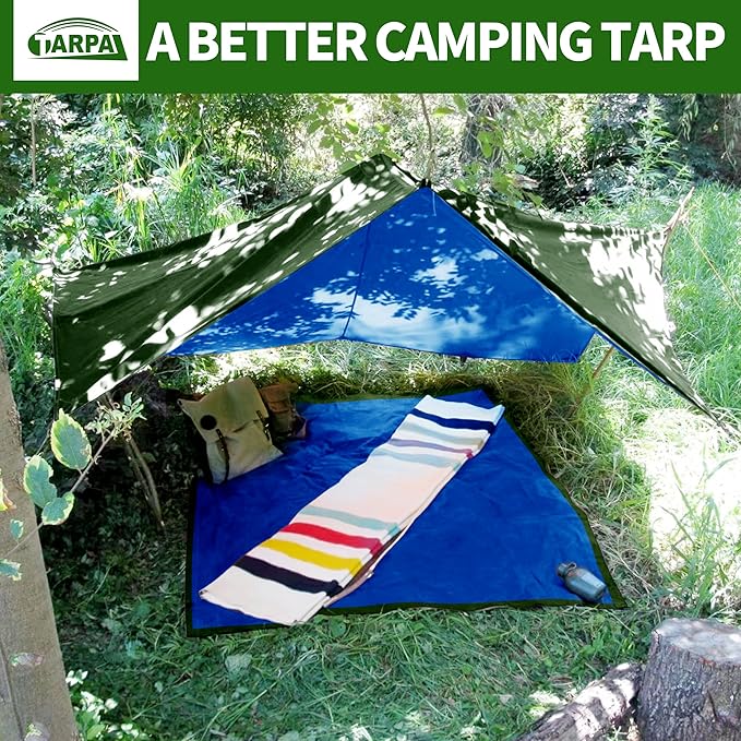 TARPAL 8x14 Tarp Heavy Duty Waterproof Tarp 16mil Thick Tarps with Metal Grommets Every 17.7" UV Protection&Tear -Resistant Cover for Firewood,Roof,Pool,Car,RV&Outdoor Furniture（Green/Blue）