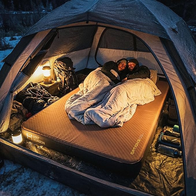 LOSTHORIZON Air & Foam Camping Mattress, Self-Inflating Sleeping Pad, 4.5" Thick, with Pump Sack, Queen
